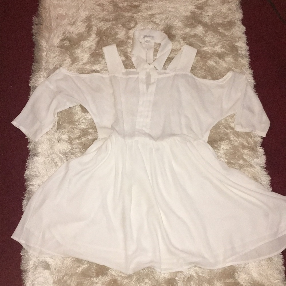 Ultra modern white cold shoulder dress